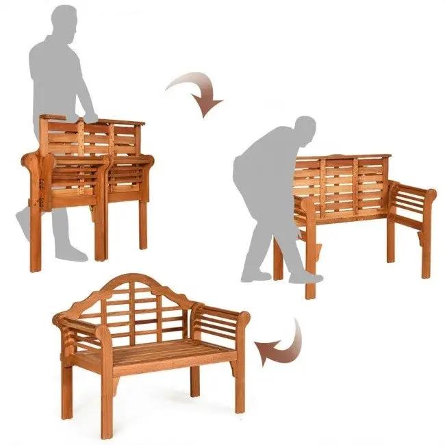 FarmHome Folding 2 Seater Garden Eucalyptus Bench by HomePacific