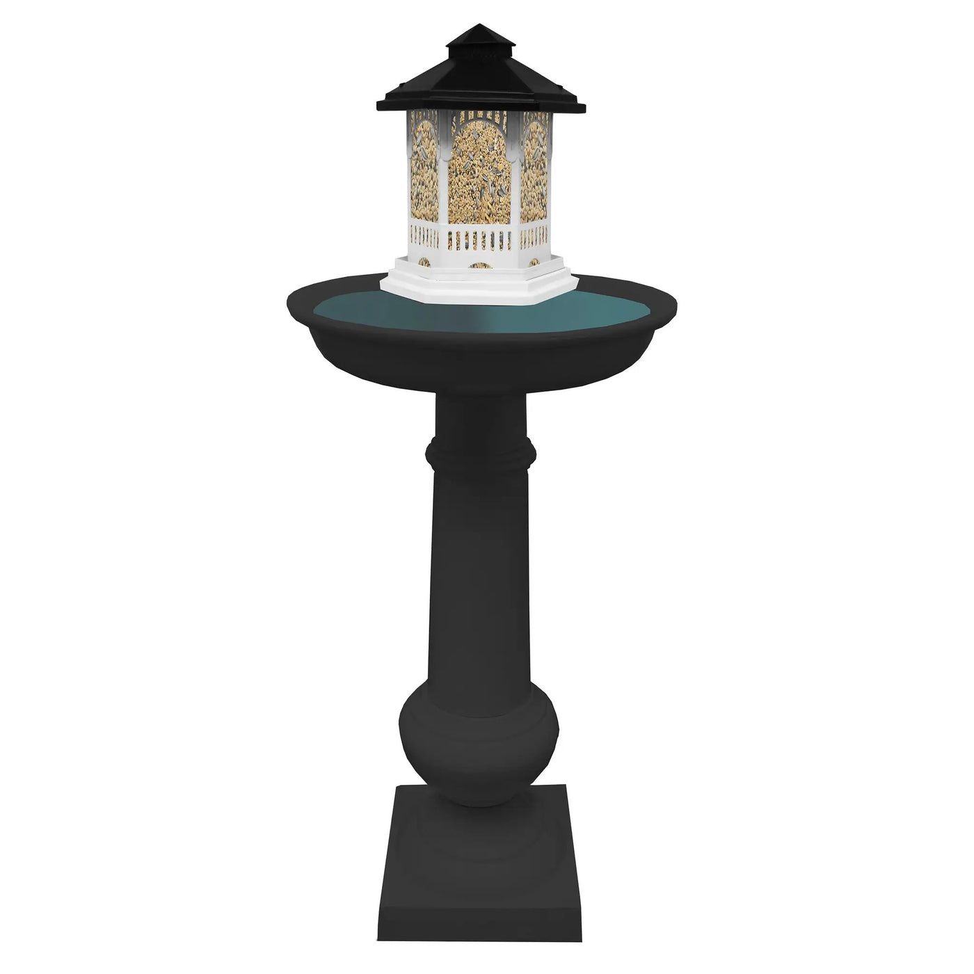 Modern Round Cast Aluminum Metal 40-in Bird Bath and Bird Feeder Combo by Sharicks