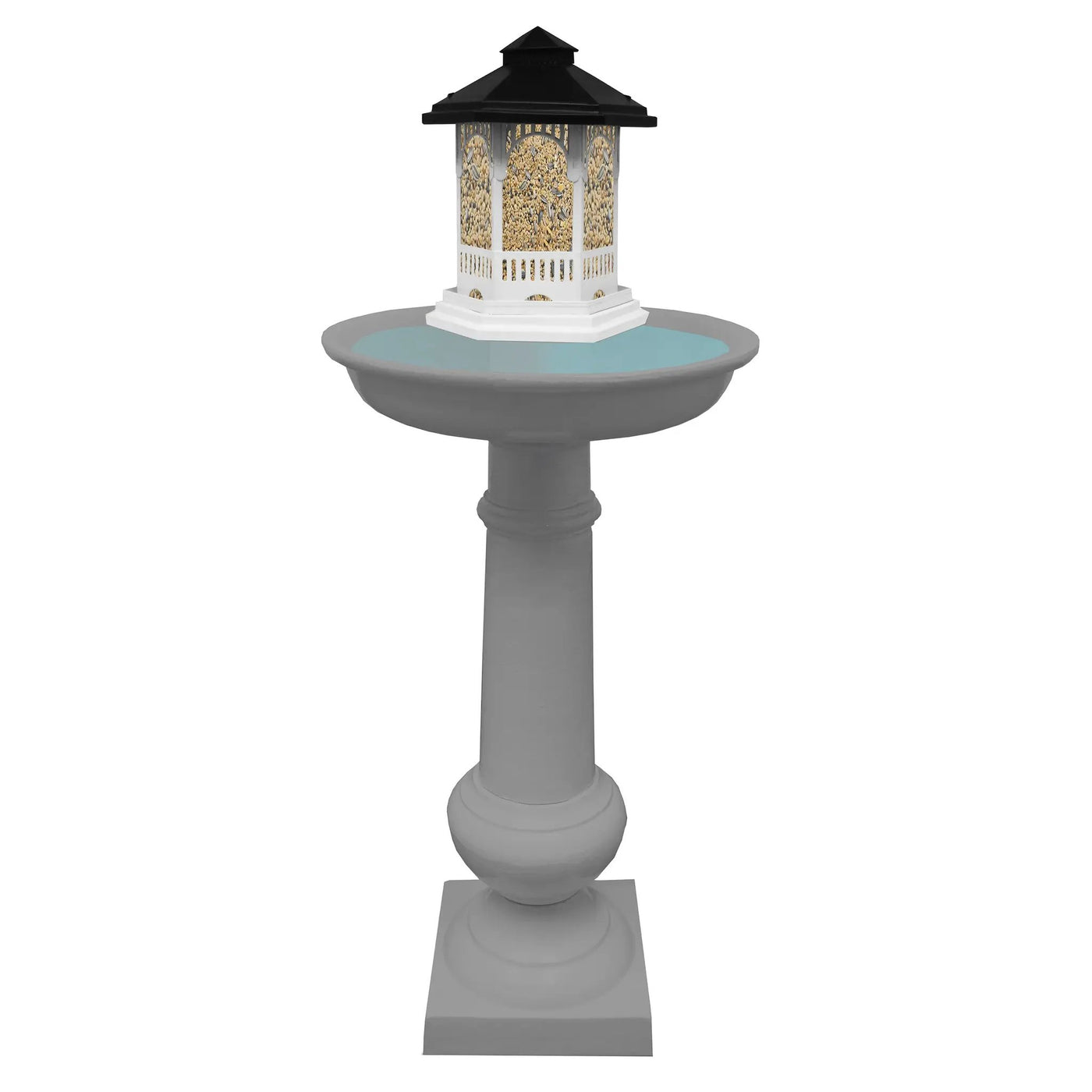 Modern Round Cast Aluminum Metal 40-in Bird Bath and Bird Feeder Combo by Sharicks