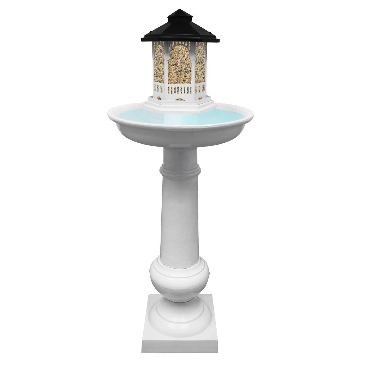 Modern Round Cast Aluminum Metal 40-in Bird Bath and Bird Feeder Combo by Sharicks