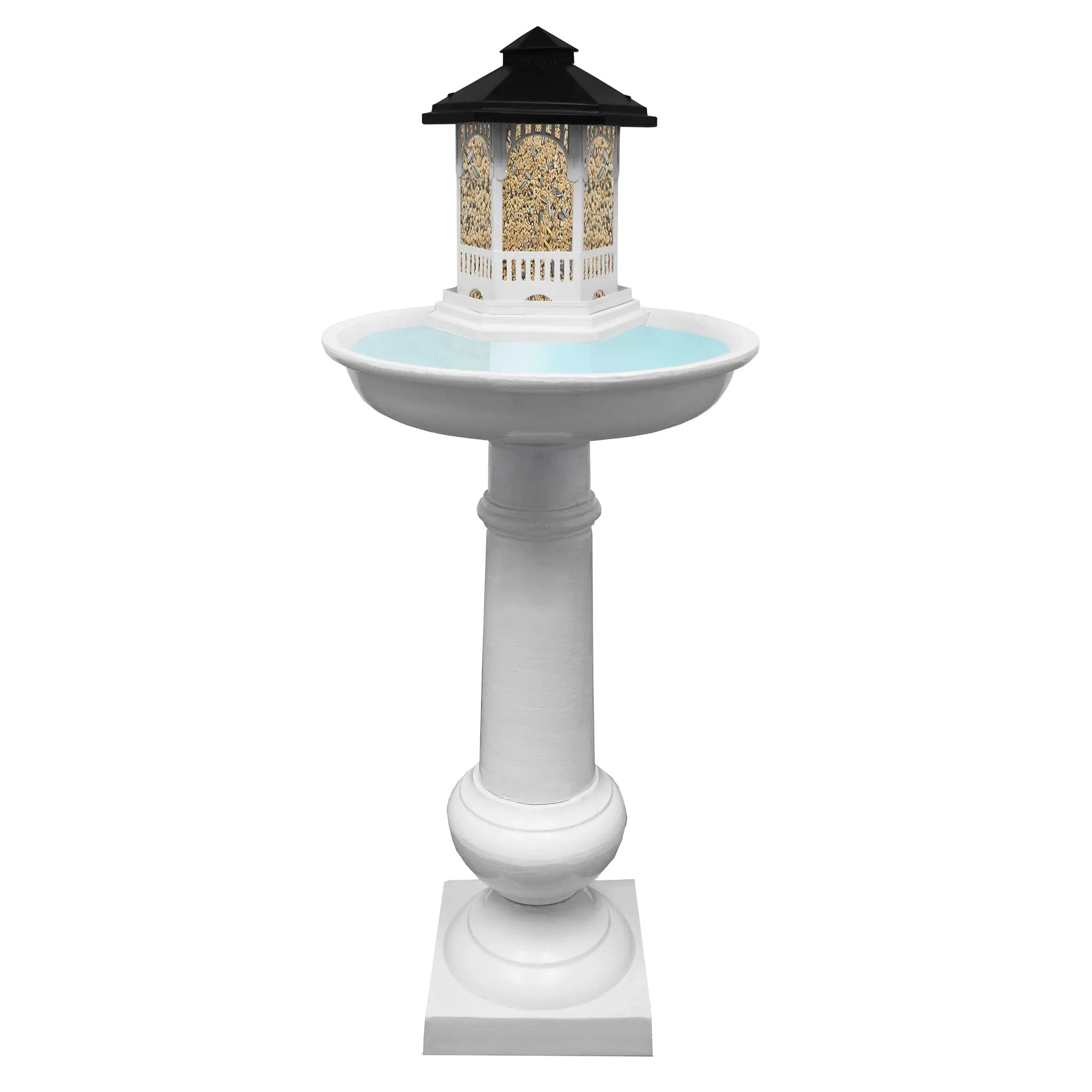 Modern Round Cast Aluminum Metal 40-in Bird Bath and Bird Feeder Combo by Sharicks