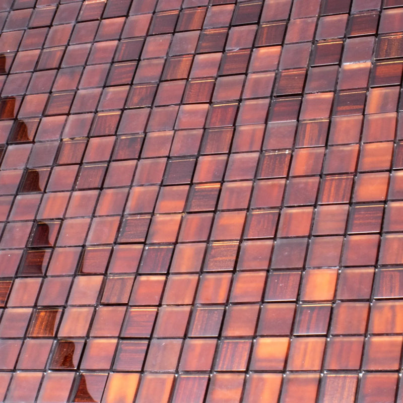 Bronze 11x11 Glossy Matte Square Glass Mosaic Tile (5 pack, 4.43 sq ft/case) by Apollo Tile