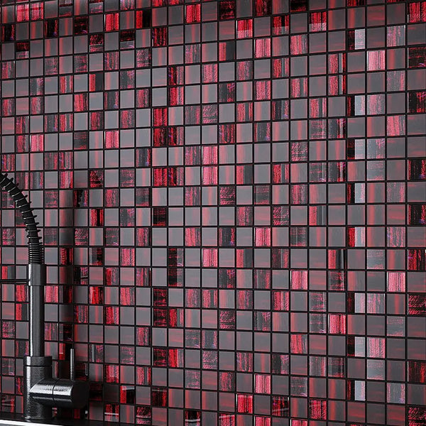 Jam Red 11x11 Glossy Matte Square Glass Mosaic Tile (5 pack, 4.43 sq ft/case)
