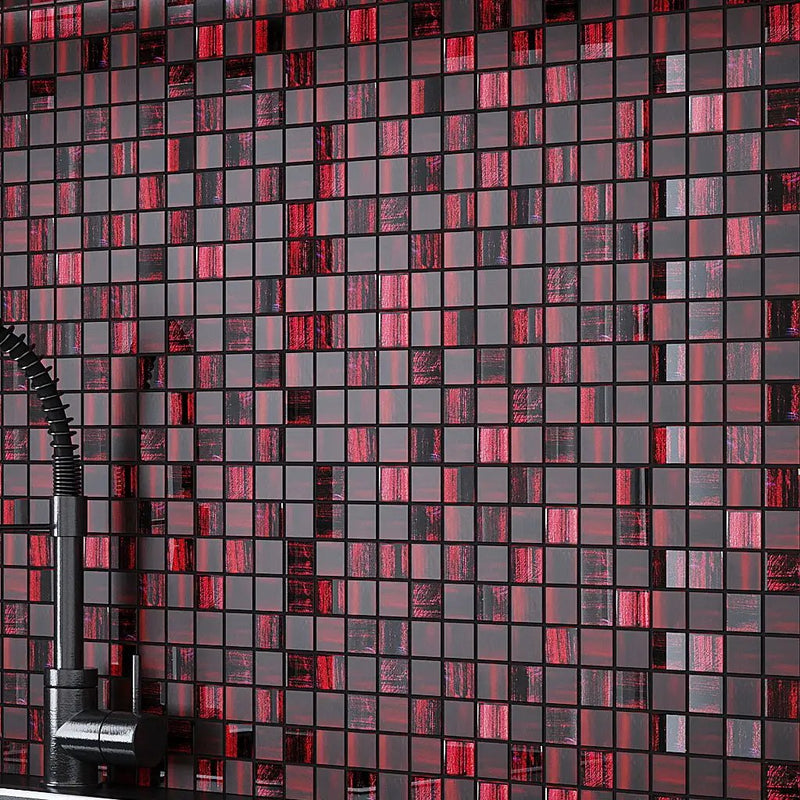 Jam Red 11x11 Glossy Matte Square Glass Mosaic Tile (5 pack, 4.43 sq ft/case) by Apollo Tile