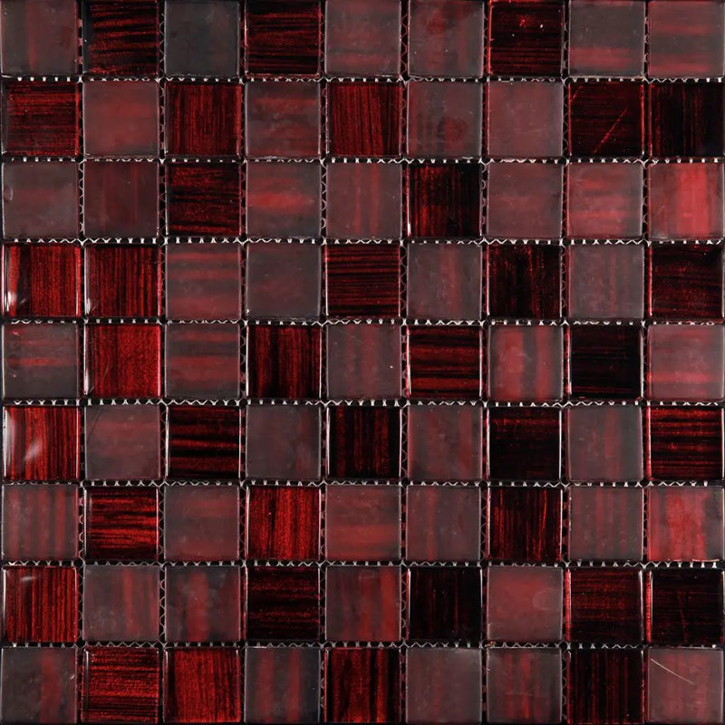 Jam Red 11x11 Glossy Matte Square Glass Mosaic Tile (5 pack, 4.43 sq ft/case) by Apollo Tile