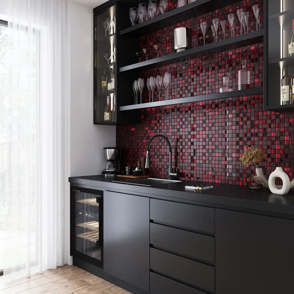 Jam Red 11x11 Glossy Matte Square Glass Mosaic Tile (5 pack, 4.43 sq ft/case) by Apollo Tile