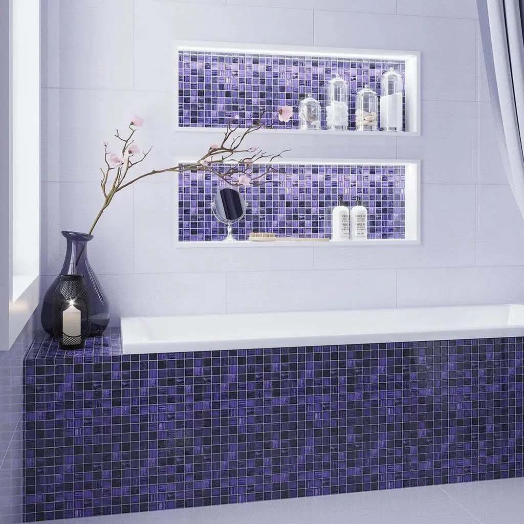 Purple 11x11 Glossy Matte Square Glass Mosaic Tile (5 pack, 4.43 sq ft/case) by Apollo Tile