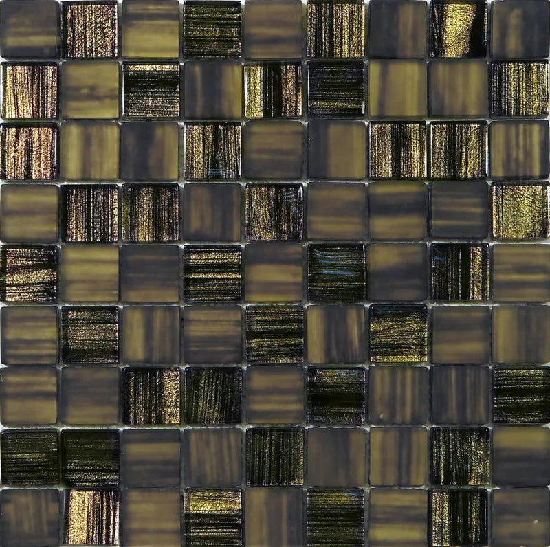 Black 11x11 Glossy Matte Square Glass Mosaic Tile (5 pack, 4.43 sq ft/case) by Apollo Tile