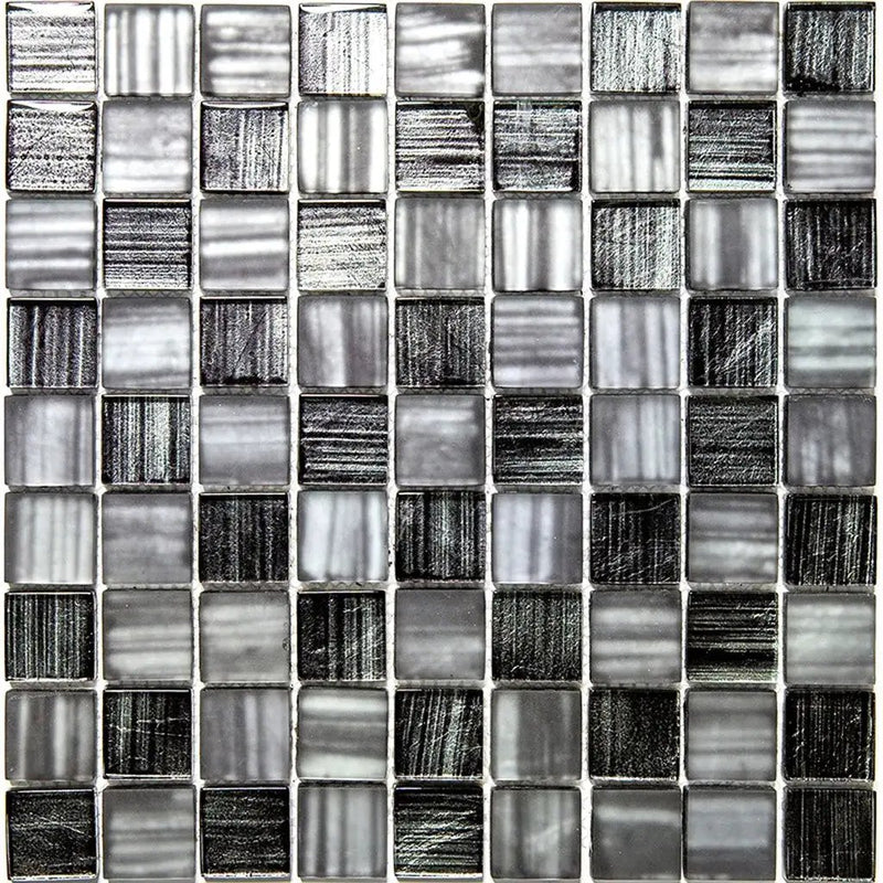 Black 11x11 Glossy Matte Square Glass Mosaic Tile (5 pack, 4.43 sq ft/case) by Apollo Tile
