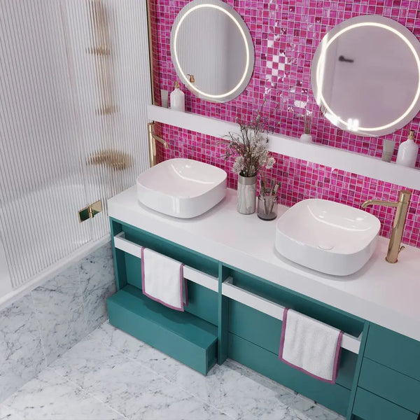 Fuchsia Pink 11x11 Glossy Matte Square Glass Mosaic Tile (5 pack, 4.43 sq ft/case), photo 2 of 9