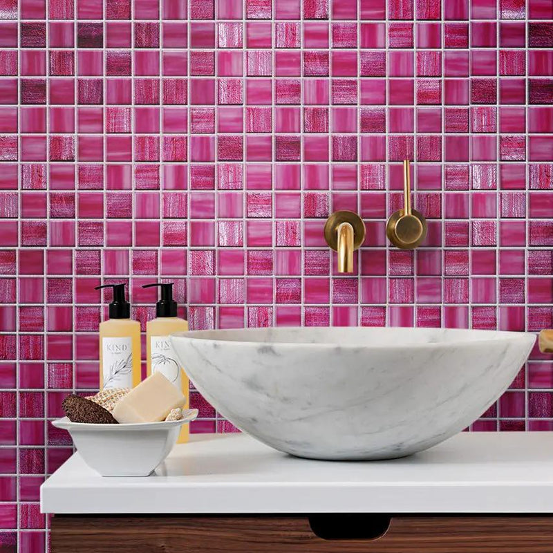 Fuchsia Pink 11x11 Glossy Matte Square Glass Mosaic Tile (5 pack, 4.43 sq ft/case) by Apollo Tile