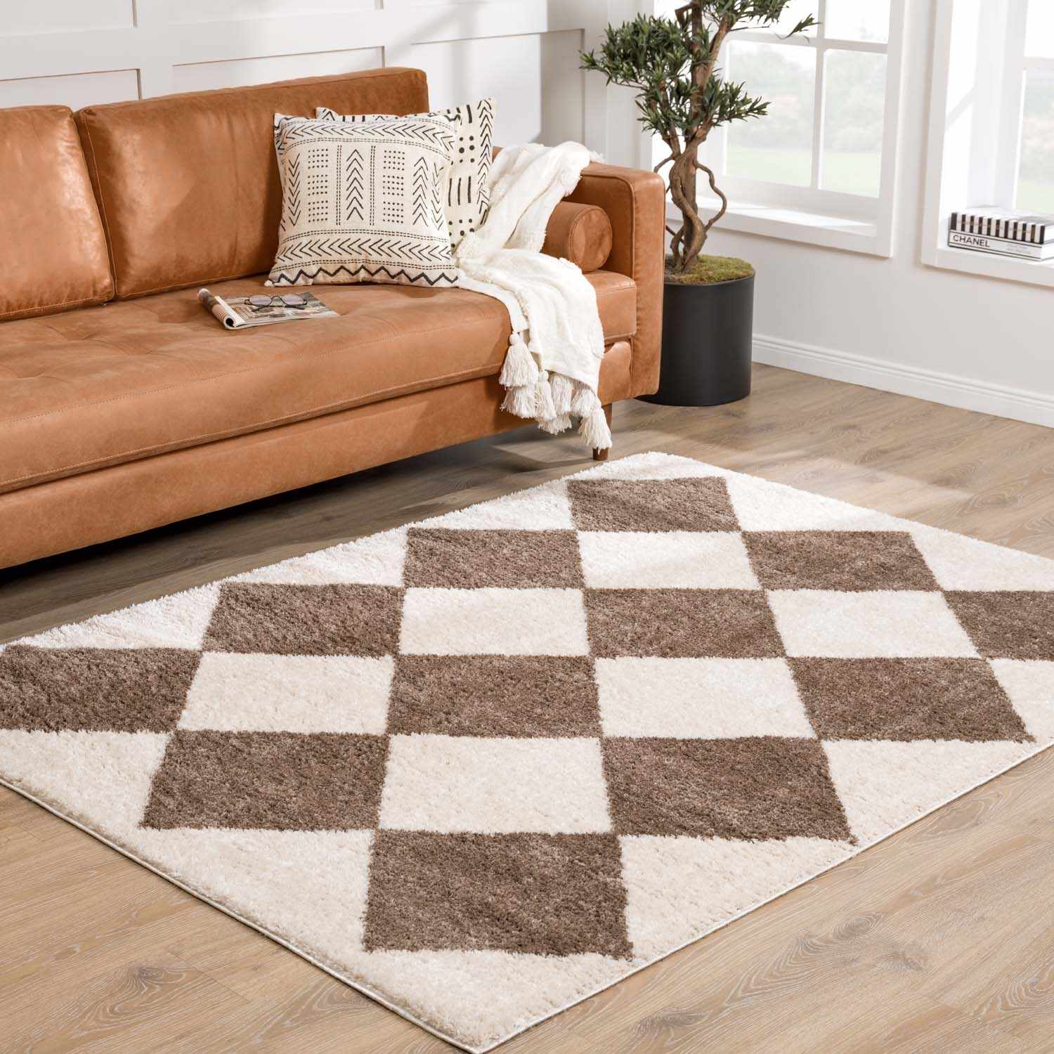 Arilla Brown Washable Diamond Area Rug by Boutique Rugs