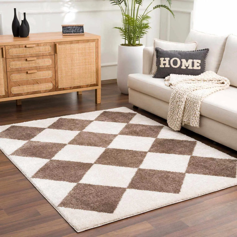 Arilla Brown Washable Diamond Area Rug by Boutique Rugs