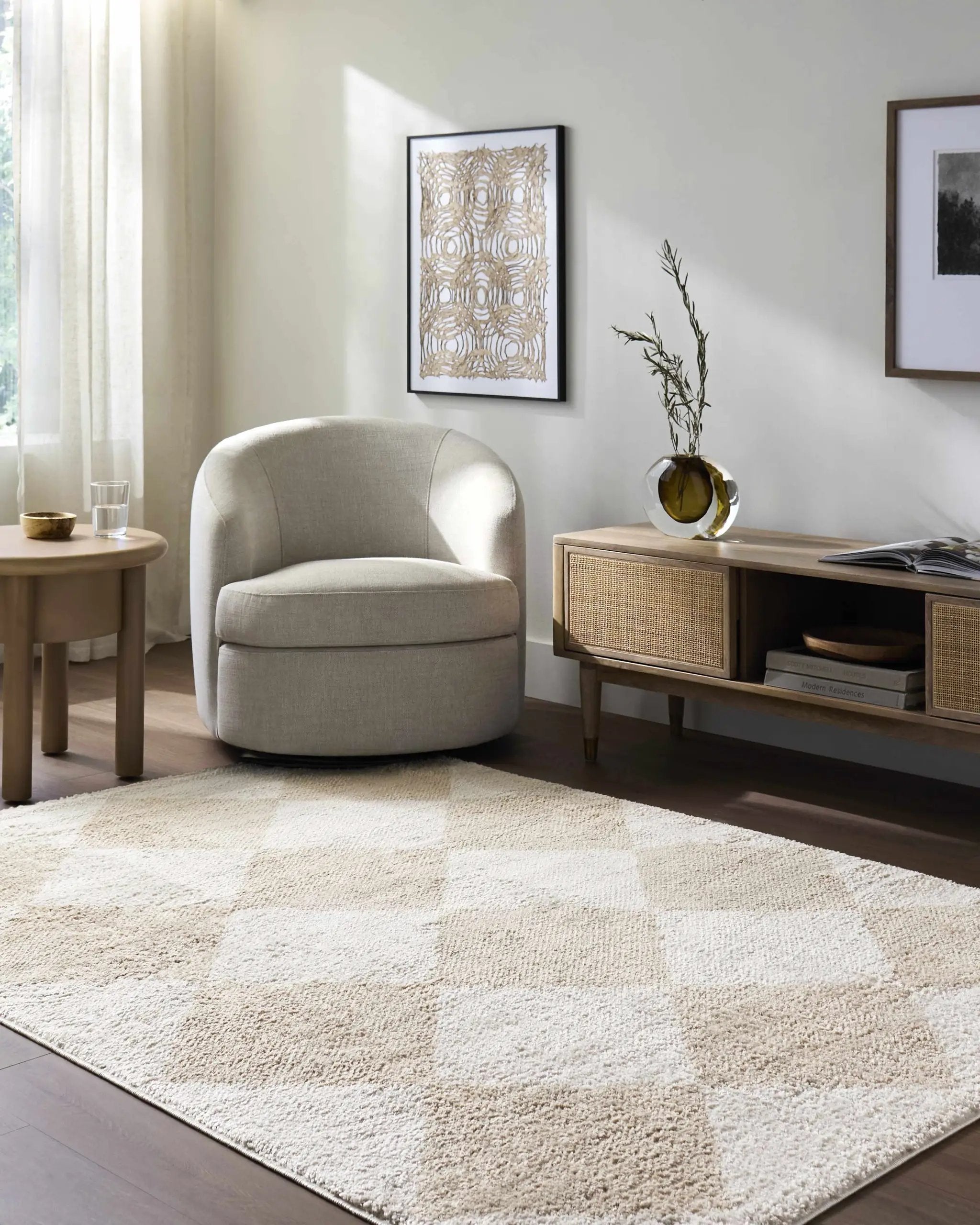 Arilla Beige Washable Diamond Area Rug by Boutique Rugs