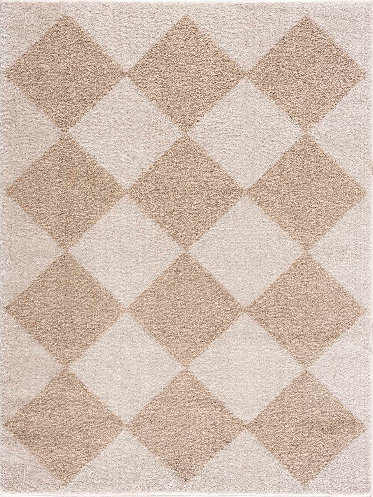 Arilla Beige Washable Diamond Area Rug by Boutique Rugs