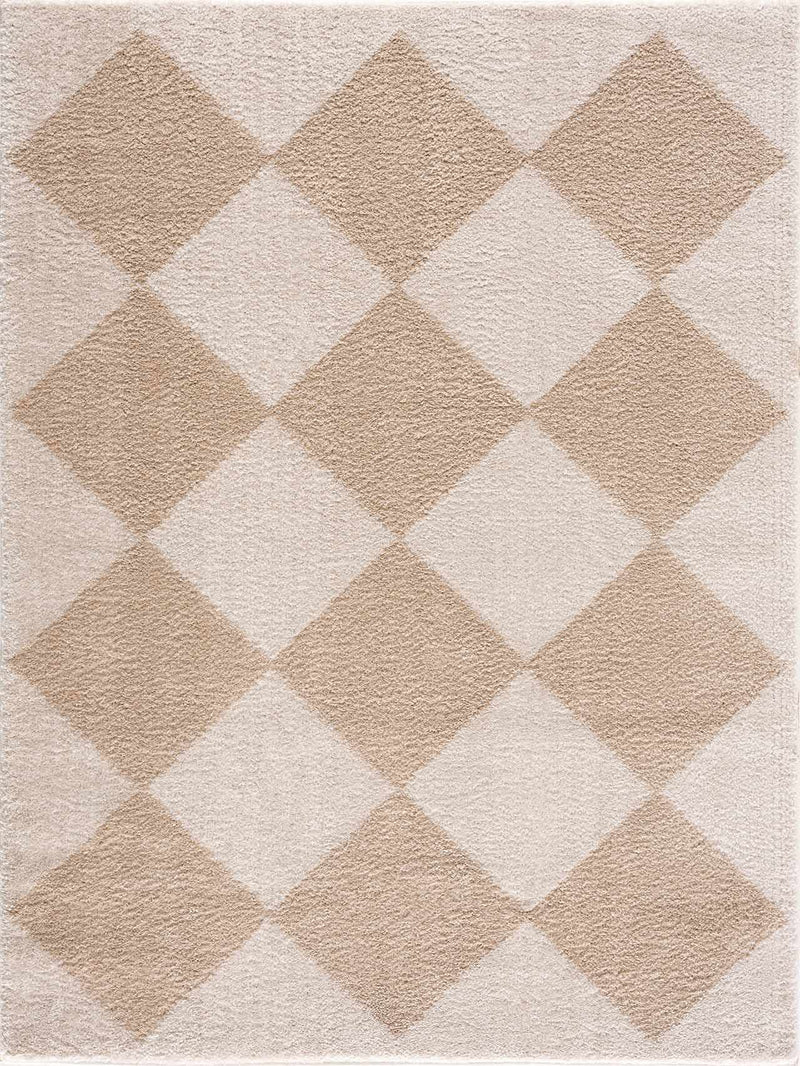 Arilla Beige Washable Diamond Area Rug by Boutique Rugs