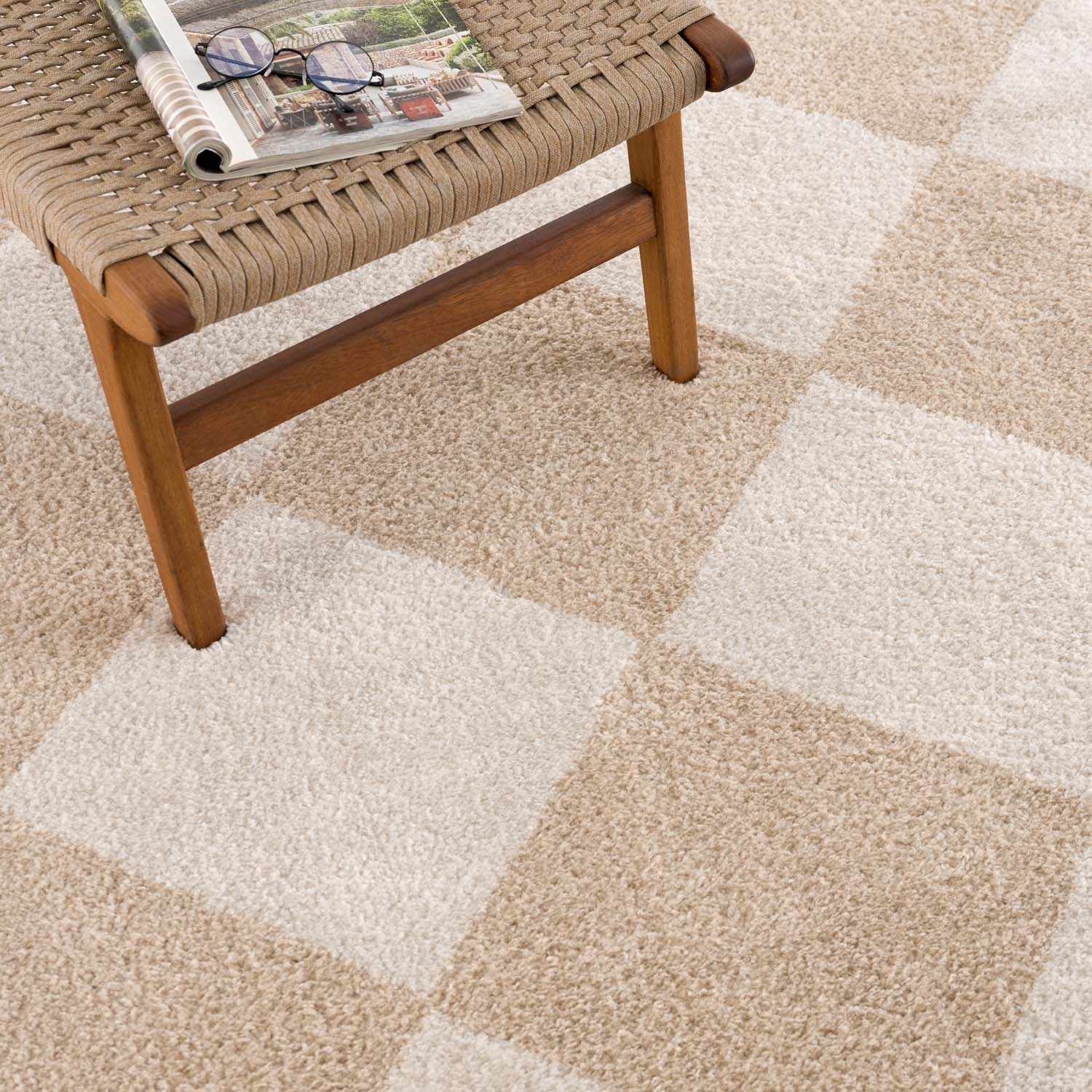 Arilla Beige Washable Diamond Area Rug by Boutique Rugs