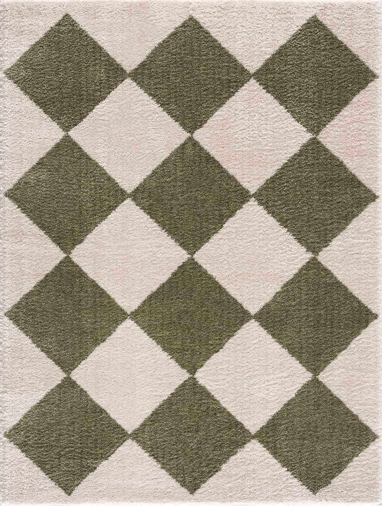 Arilla Green Washable Diamond Area Rug by Boutique Rugs