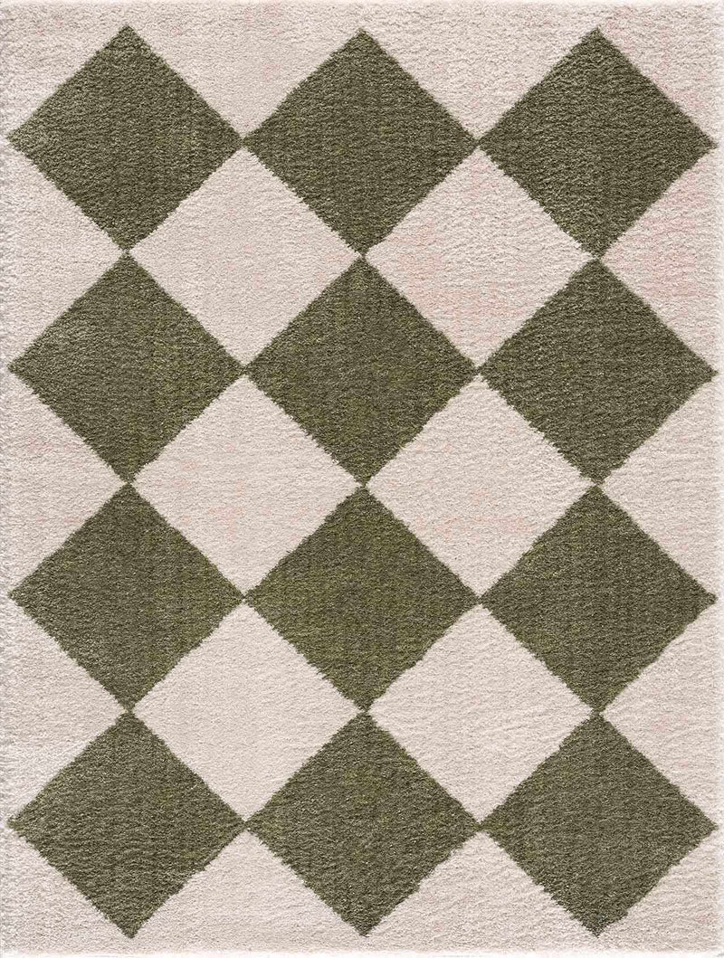 Arilla Green Washable Diamond Area Rug by Boutique Rugs