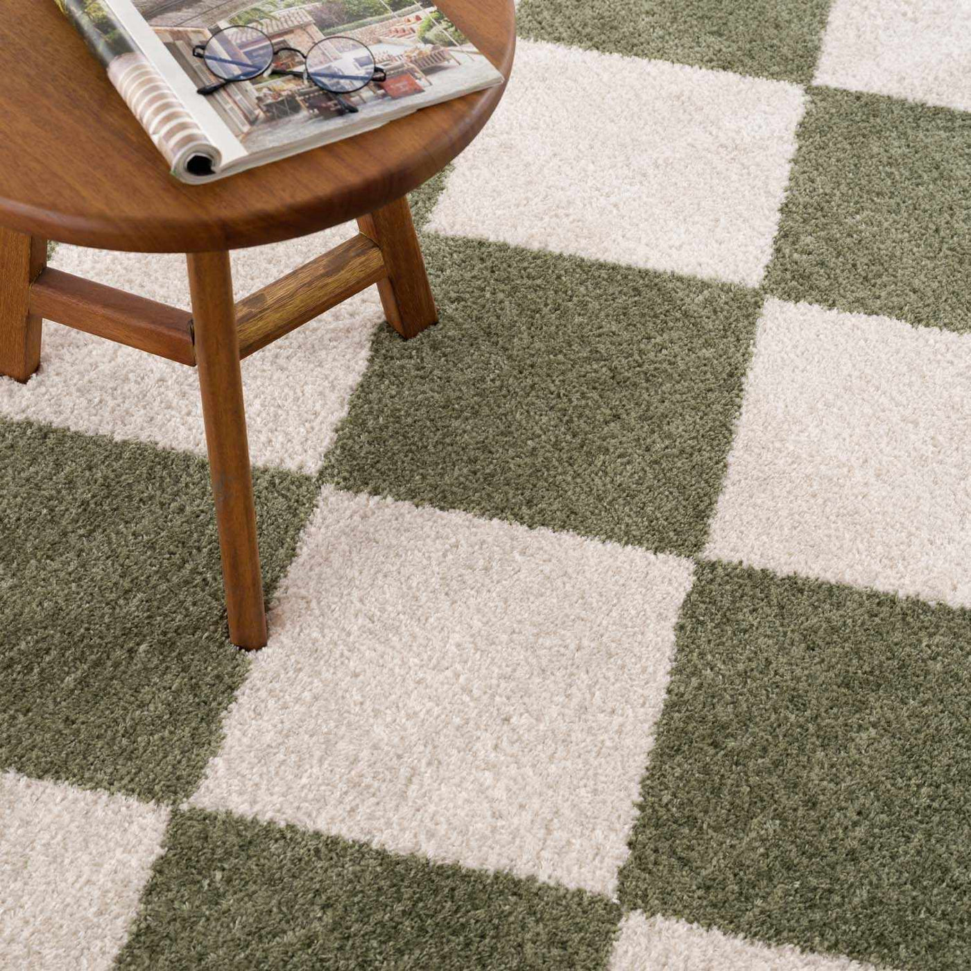 Arilla Green Washable Diamond Area Rug by Boutique Rugs