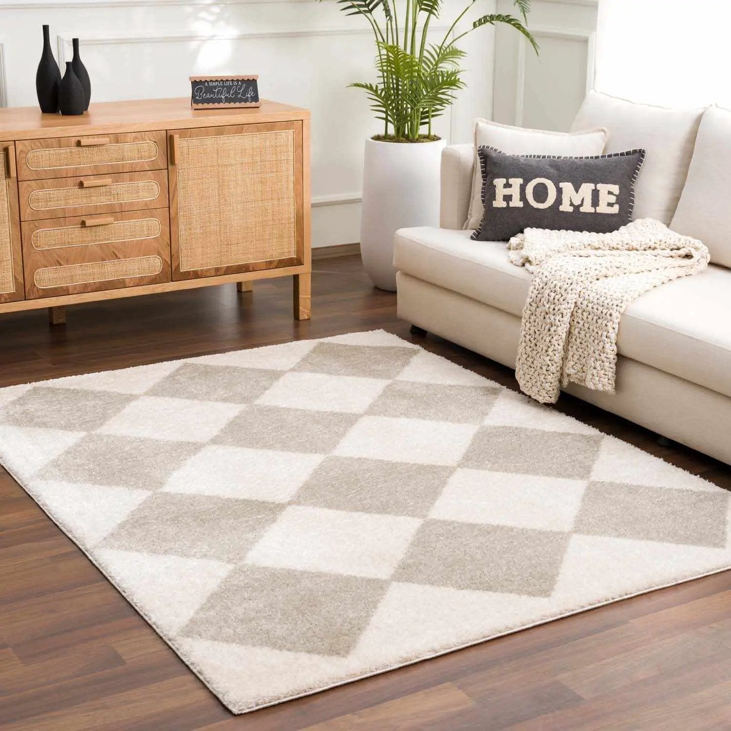 Arilla Gray Washable Diamond Area Rug by Boutique Rugs