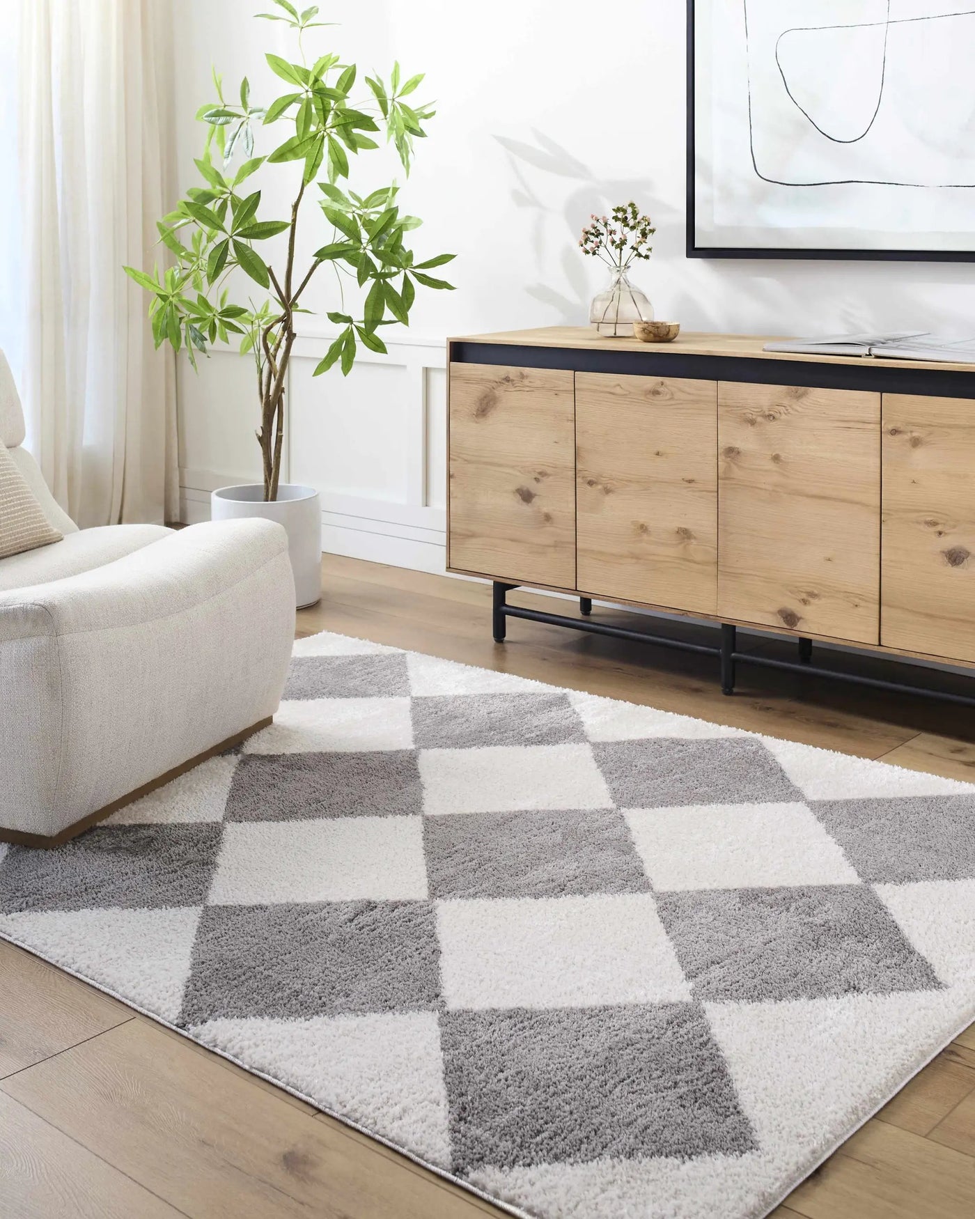 Arilla Diamond Checkered Washable Area Rug by Boutique Rugs