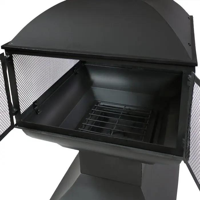 Large Black Outdoor Steel Chimenea Wood Burning Fire Pit by HomePacific