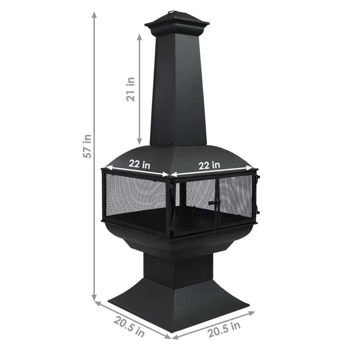 Large Black Outdoor Steel Chimenea Wood Burning Fire Pit by HomePacific