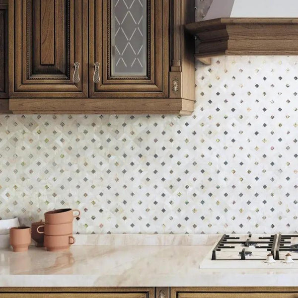 White 12x12 Polished Square Shell Mother of Pearl Mosaic Tile (20 pack, 20.33 sq ft/case), photo 2 of 6