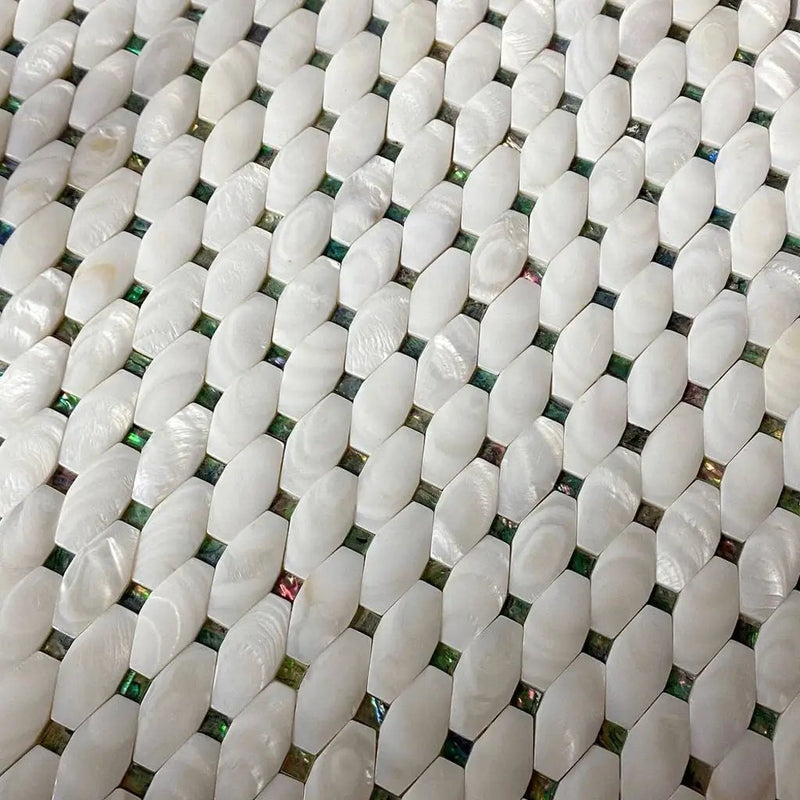 White 11x11 Polished Octagon Shell Mother of Pearl Mosaic Tile (20 pack, 18.68 sq ft/case) by Apollo Tile
