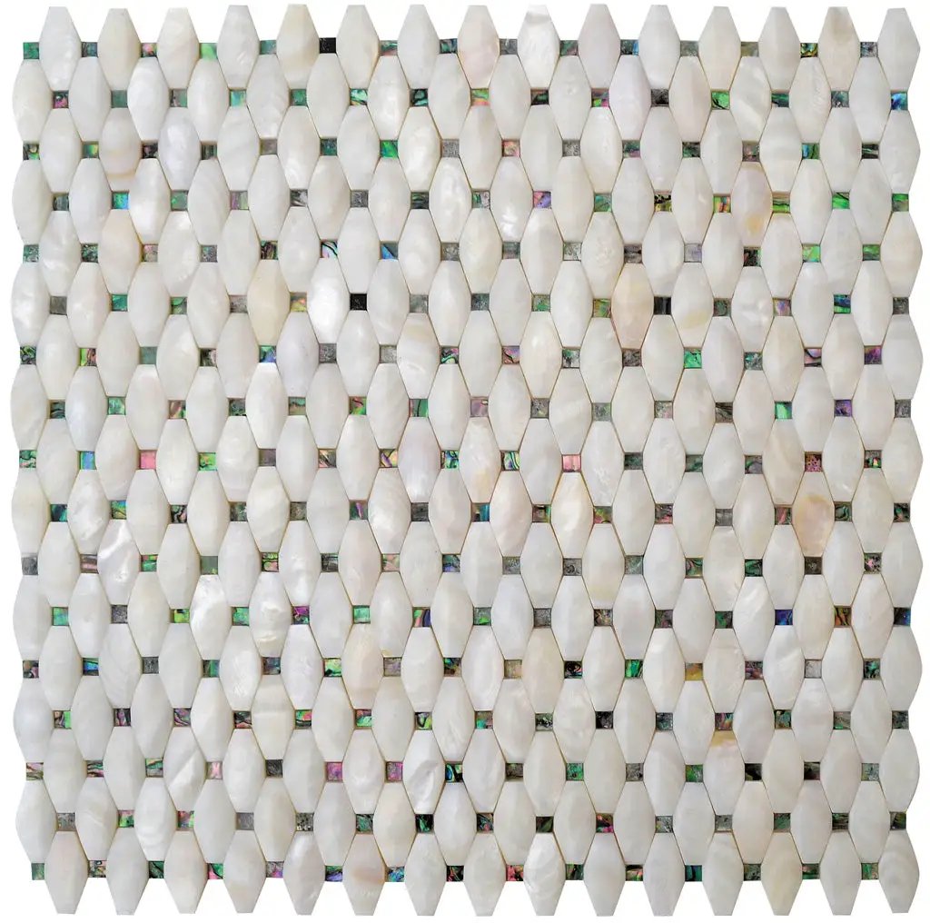 White 11x11 Polished Octagon Shell Mother of Pearl Mosaic Tile (20 pack, 18.68 sq ft/case) by Apollo Tile