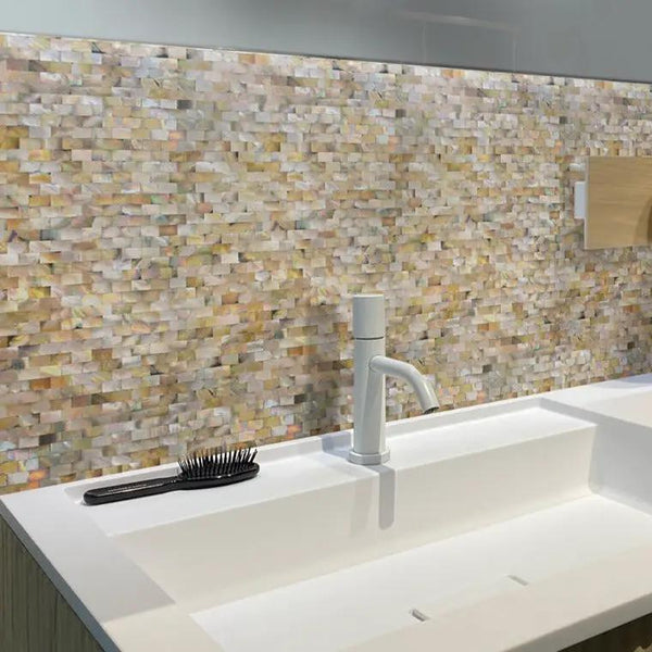 Brown 11x12 Polished Brick Shell Mother of Pearl Mosaic Tile (20 pack, 19 sq ft/case)