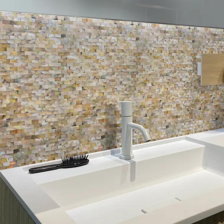Brown 11x12 Polished Brick Shell Mother of Pearl Mosaic Tile (20 pack, 19 sq ft/case) by Apollo Tile