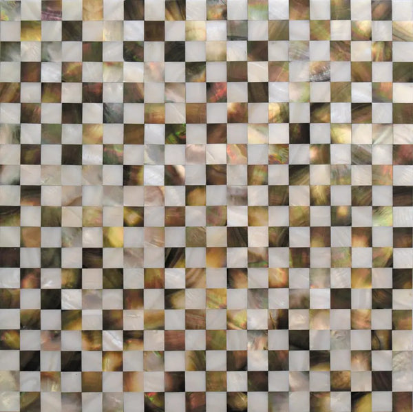Beige Brown White 12x12 Polished Square Shell Mother of Pearl Mosaic Tile (20 pack, 19.34 sq ft/case), photo 2 of 3