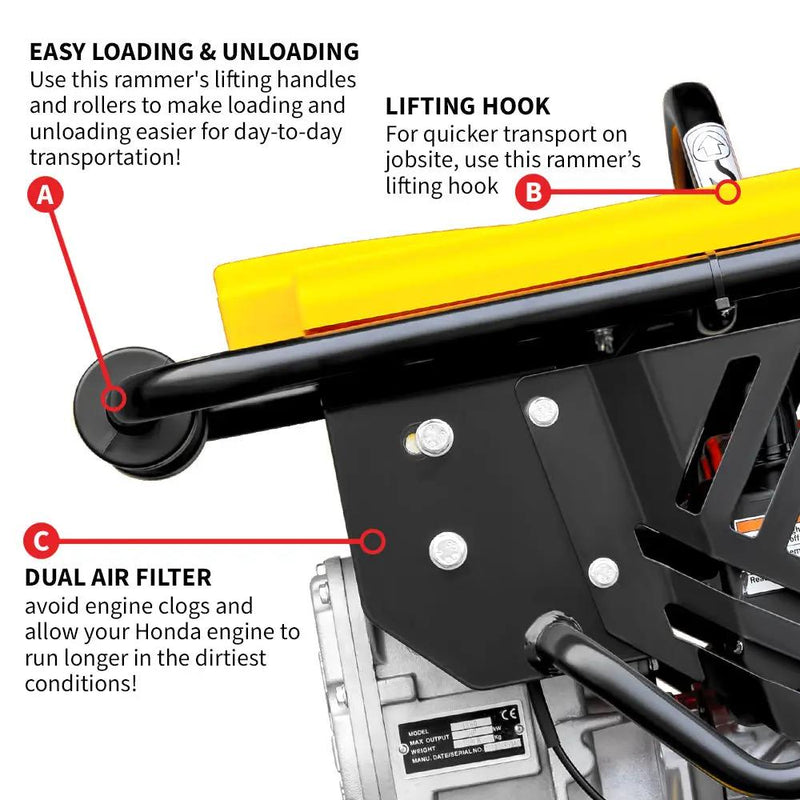 3 HP Honda Vibratory Rammer Tamper with Honda GX100 Engine 3350 lbs/ft by Tomahawk Power