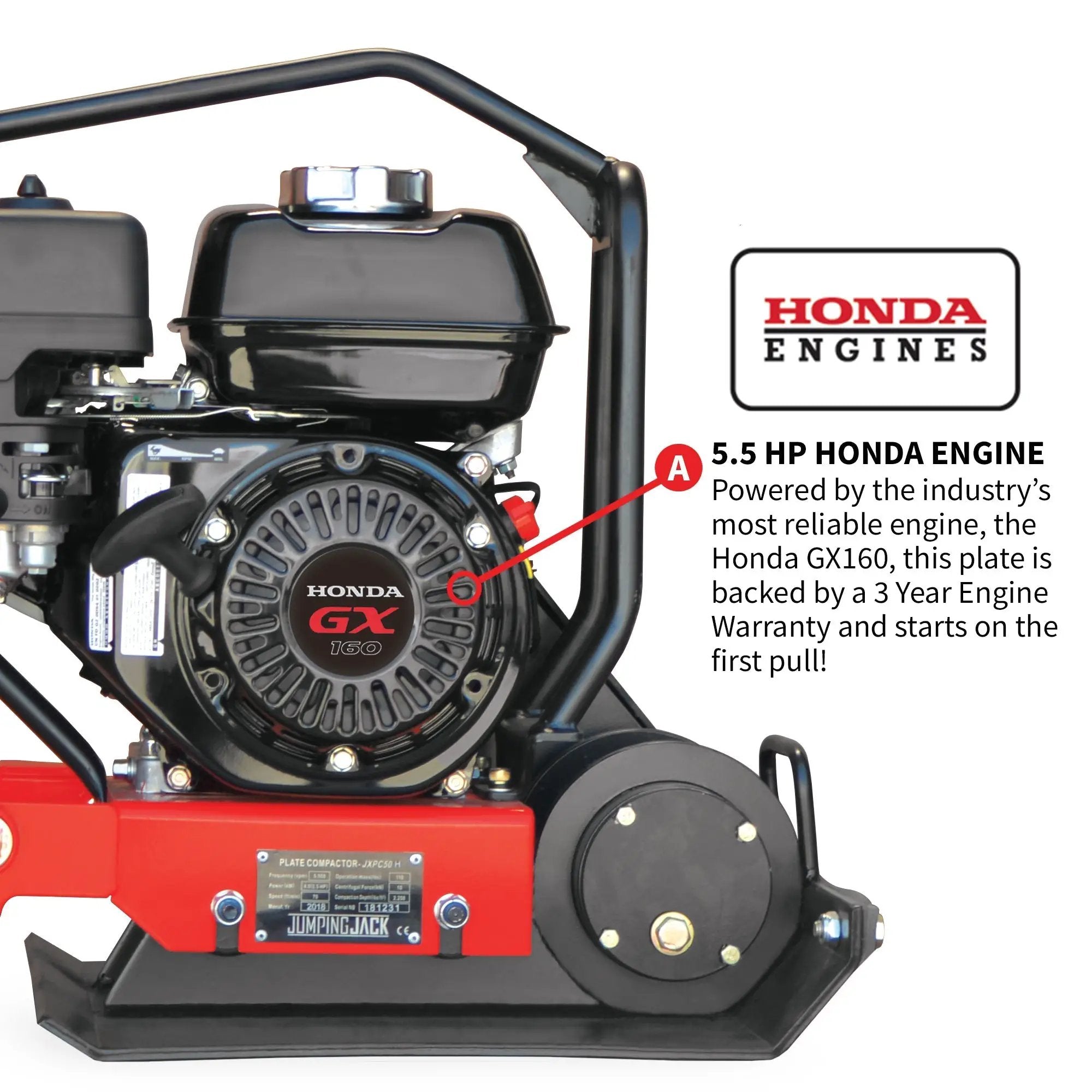 5.5 HP Honda Vibratory Plate Compactor for Soil Compaction Tamper 3 Year Warranty by Tomahawk Power