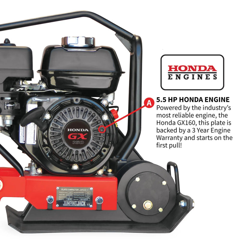 5.5 HP Honda Vibratory Plate Compactor for Soil Compaction Tamper 3 Year Warranty by Tomahawk Power