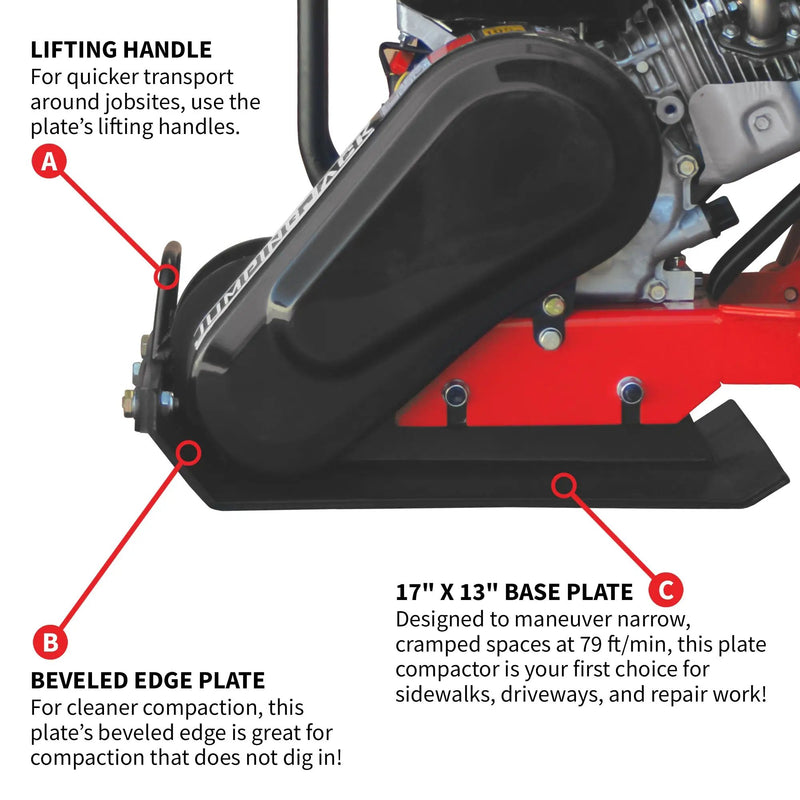 5.5 HP Honda Vibratory Plate Compactor for Soil Compaction Tamper 3 Year Warranty by Tomahawk Power