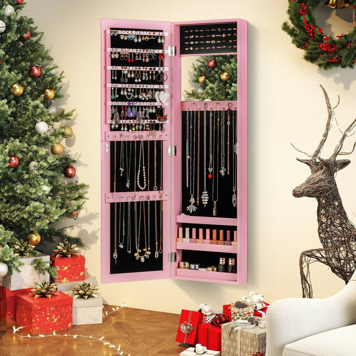 Jewelry Cabinet Wall or Door Mounted Jewelry Armoire Modern Hanging Jewelry Organizer by DirectDeals