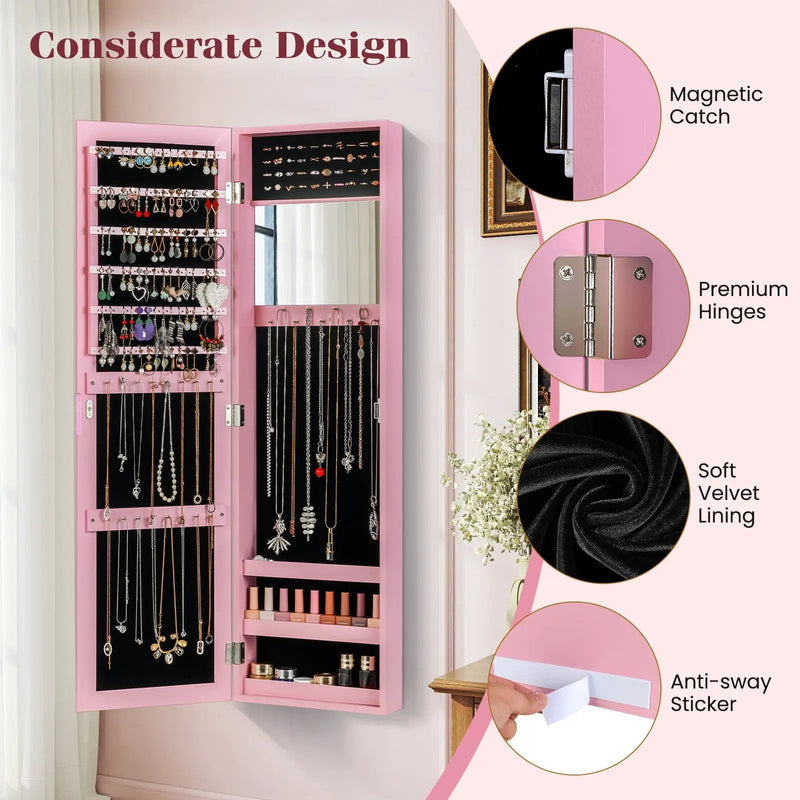 Jewelry Cabinet Wall or Door Mounted Jewelry Armoire Modern Hanging Jewelry Organizer by DirectDeals
