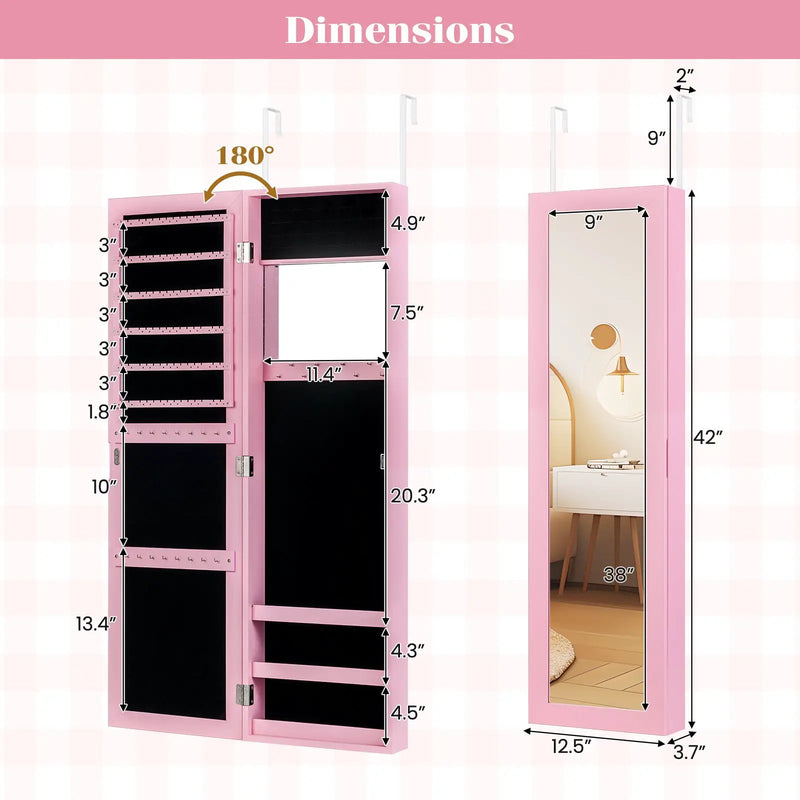 Jewelry Cabinet Wall or Door Mounted Jewelry Armoire Modern Hanging Jewelry Organizer by DirectDeals