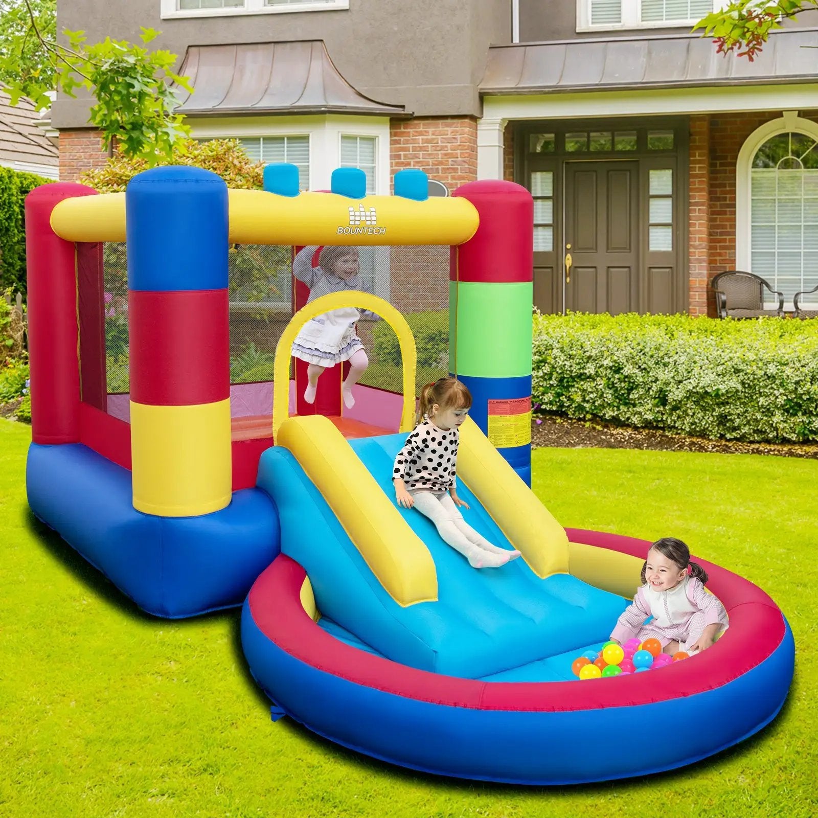 4-in-1 Jigsaw Theme Inflatable Bounce House with 480W Blower by DirectDeals