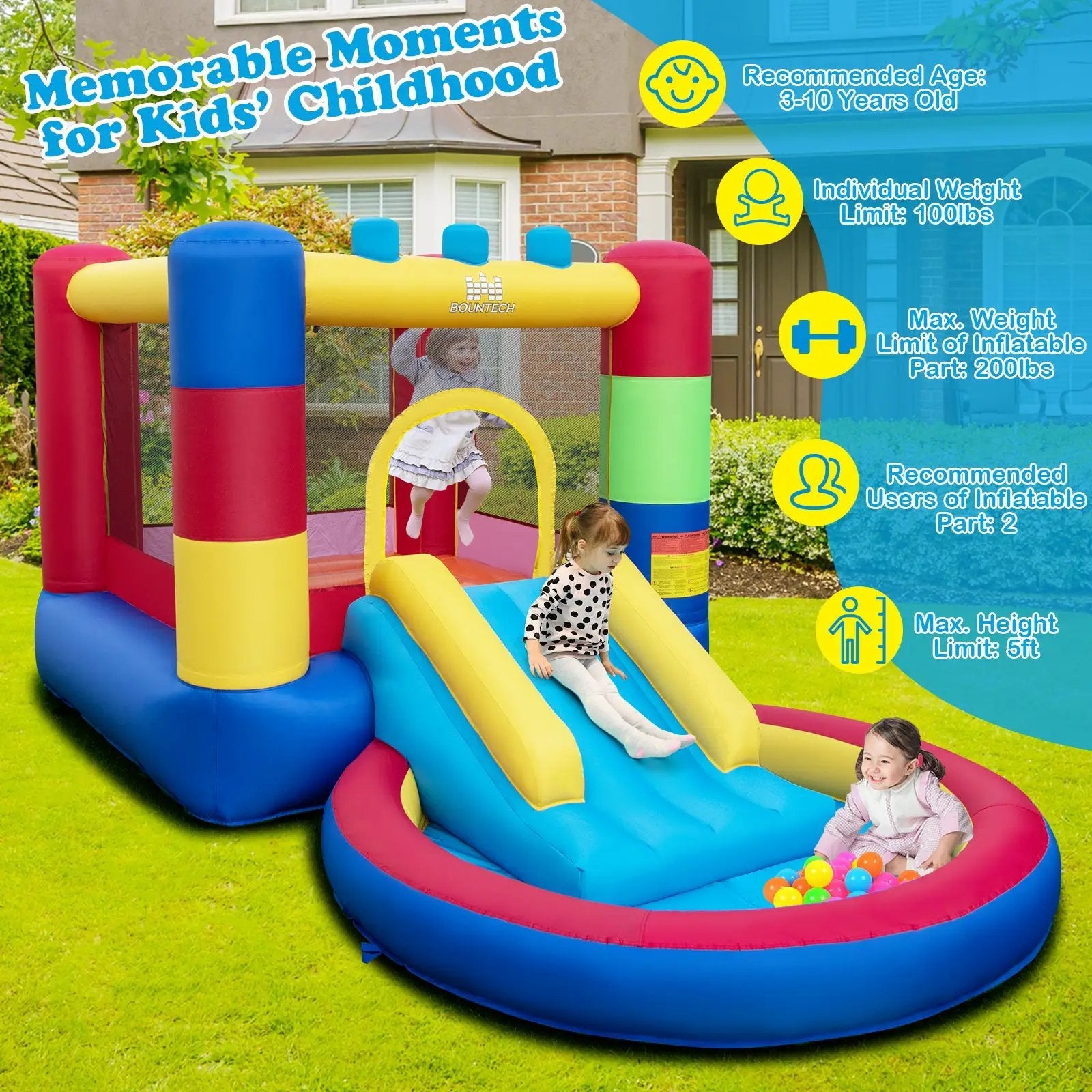 4-in-1 Jigsaw Theme Inflatable Bounce House with 480W Blower by DirectDeals
