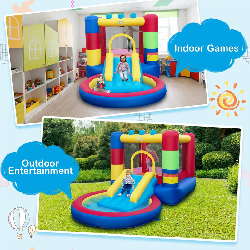 4-in-1 Jigsaw Theme Inflatable Bounce House with 480W Blower by DirectDeals