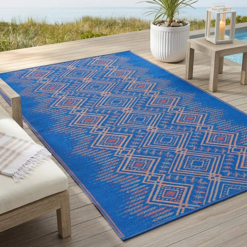 Jodhpur - Multi Blue Outdoor Rug for Patio by Fab Habitat