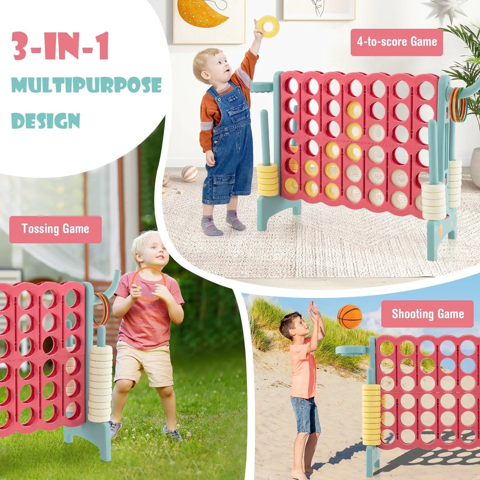 4-in-a-Row Connect Game with Basketball Hoop and Toss Ring by DirectDeals
