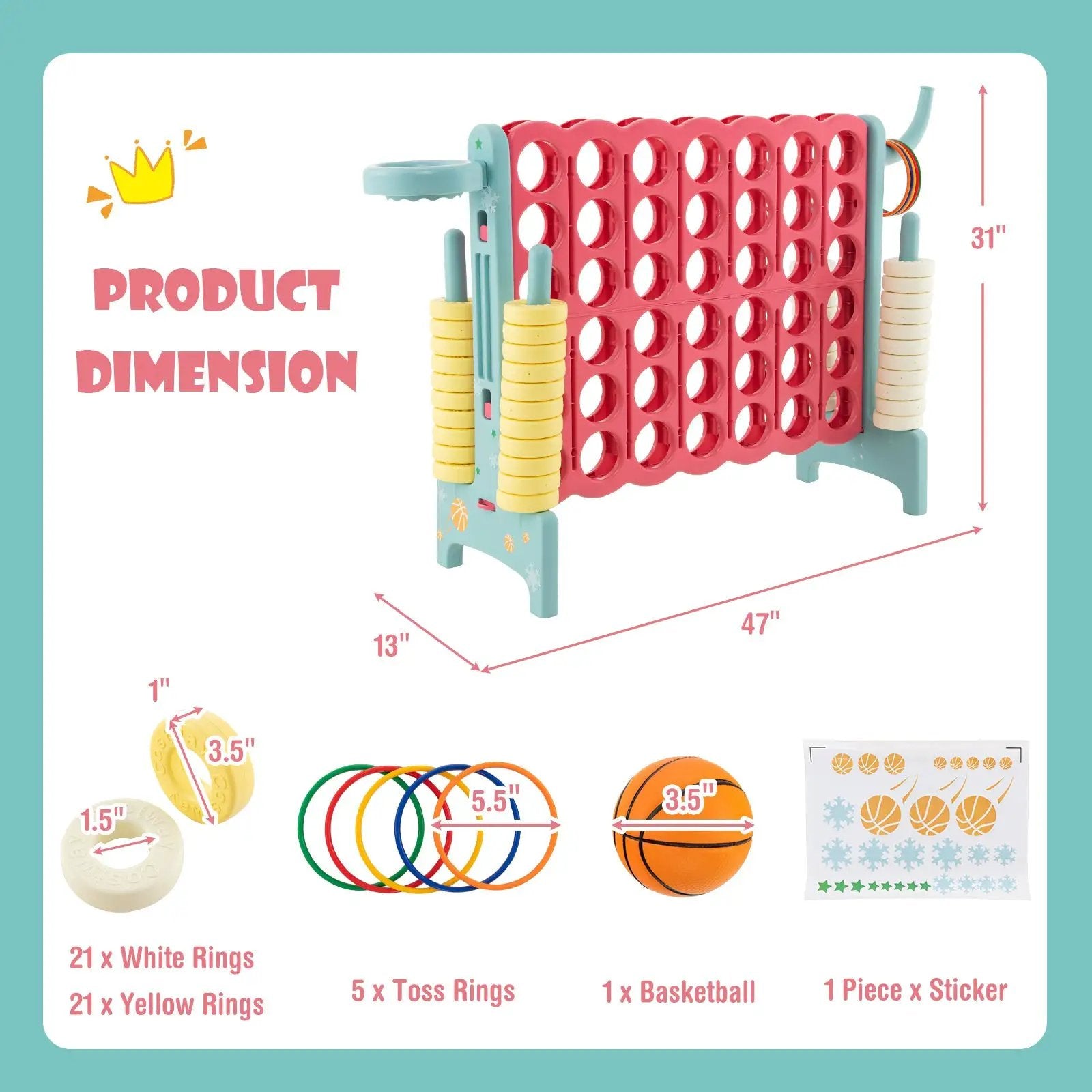 4-in-a-Row Connect Game with Basketball Hoop and Toss Ring by DirectDeals