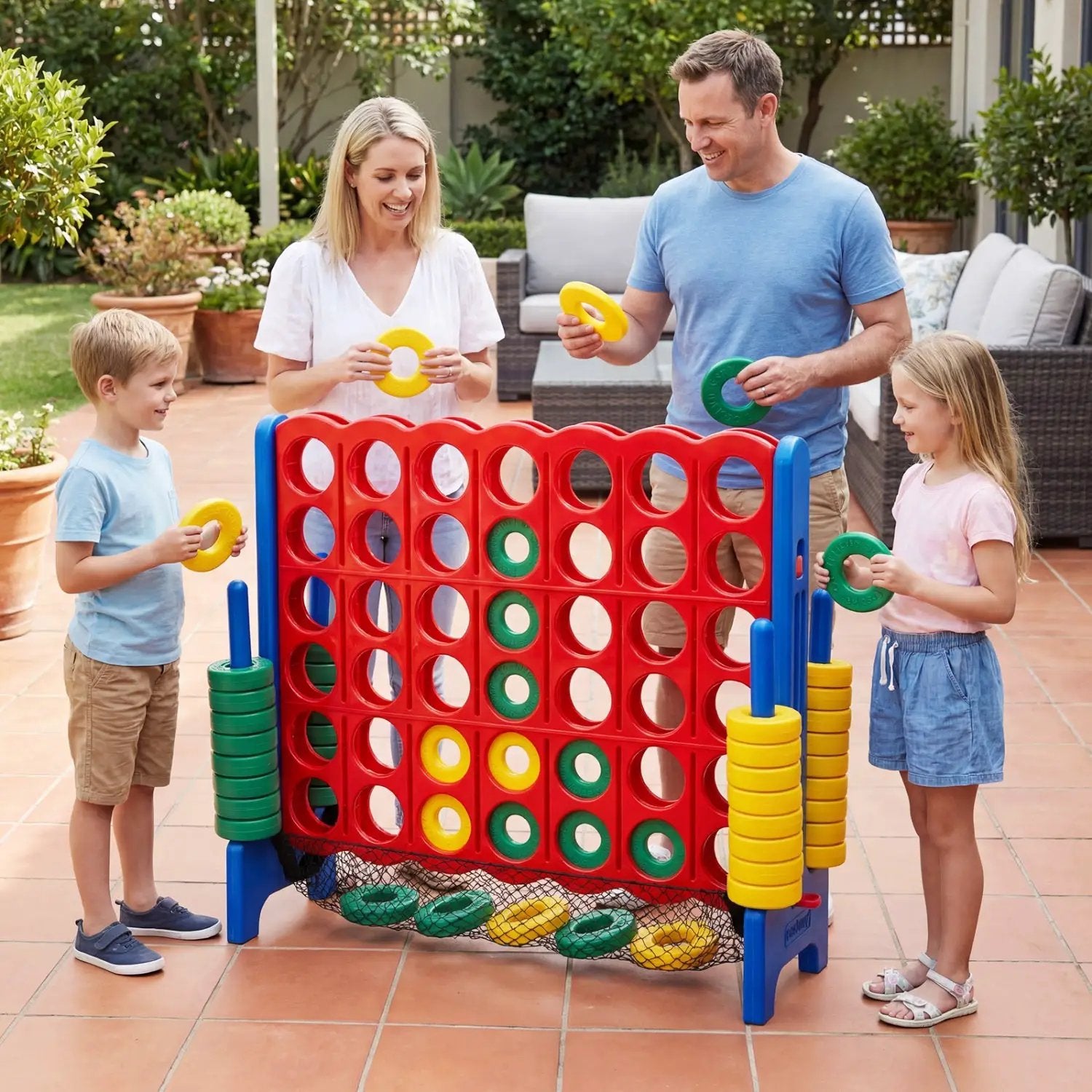 Jumbo 4 in a Row Game Set with 42 Chess Pieces 4-to-Score Giant Game Set by DirectDeals