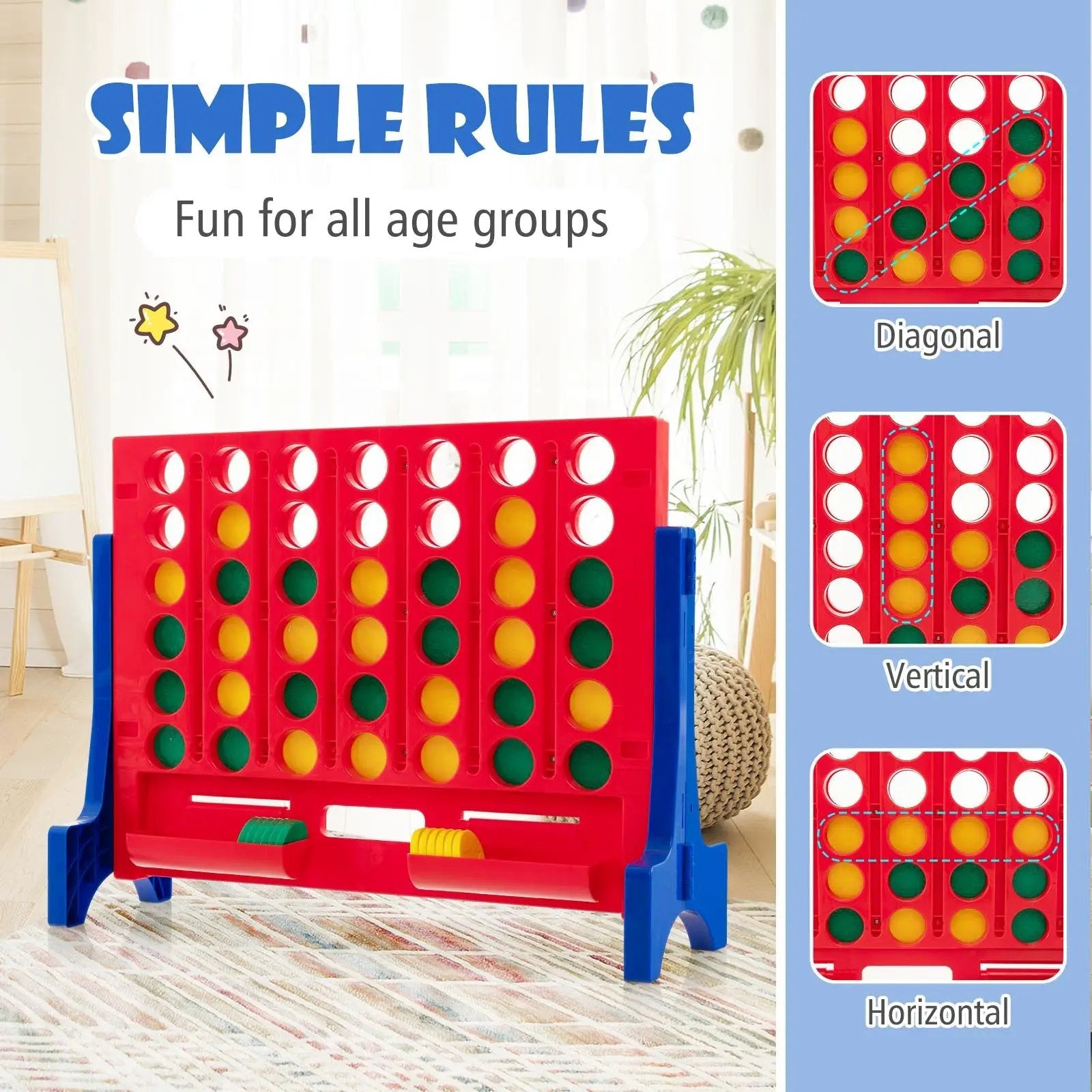 Jumbo 4-to-Score Connect Game Set with Carrying Bag and 42 Coins by DirectDeals