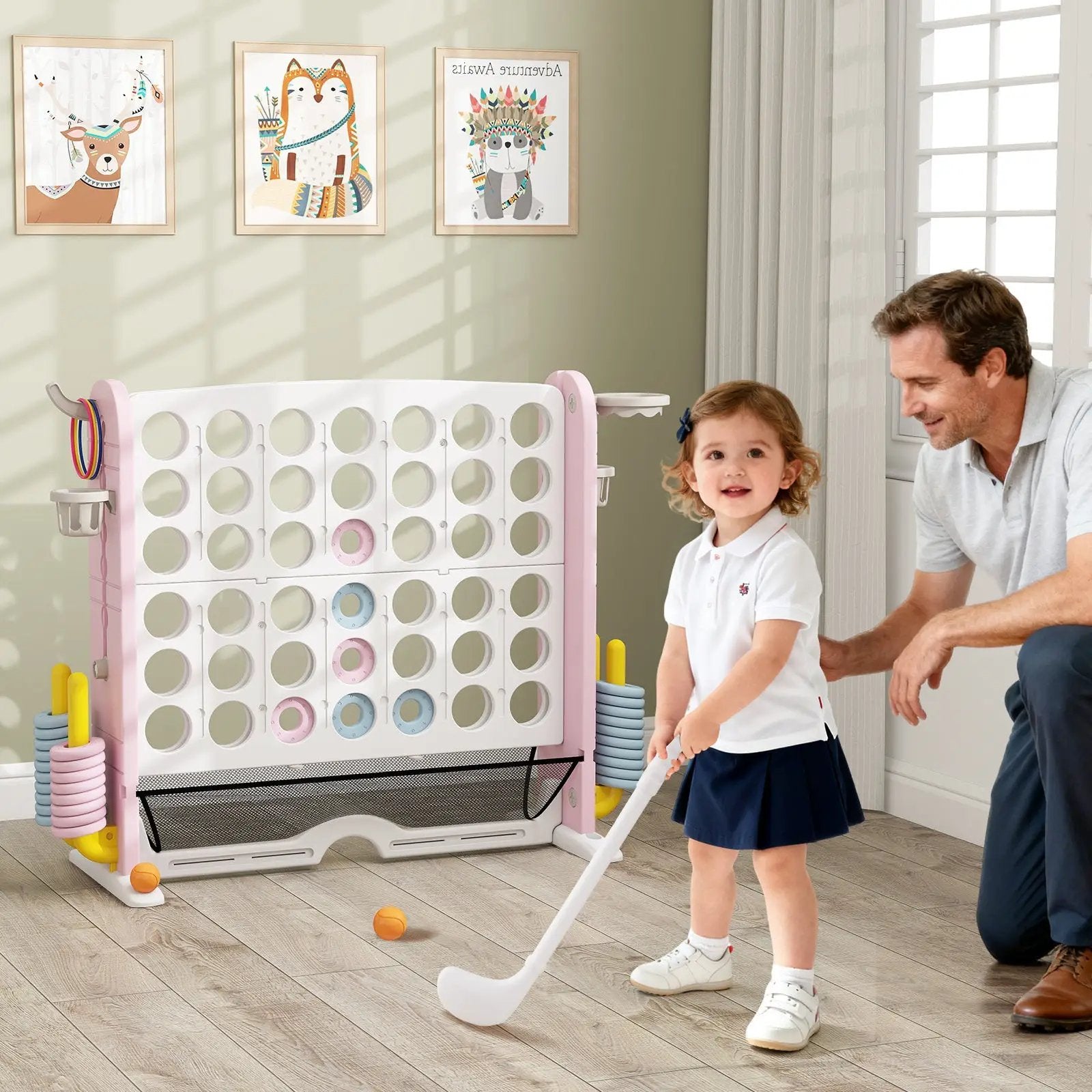 Jumbo 4-to-Score Game with Ring-toss and Basketball Hoop by DirectDeals